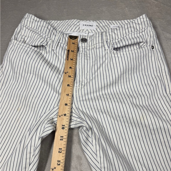 Frame Le Crop Mini Boot Cobalt Multi Blue White Striped Cotton Blend Jeans 28 - Picture 8 of 15